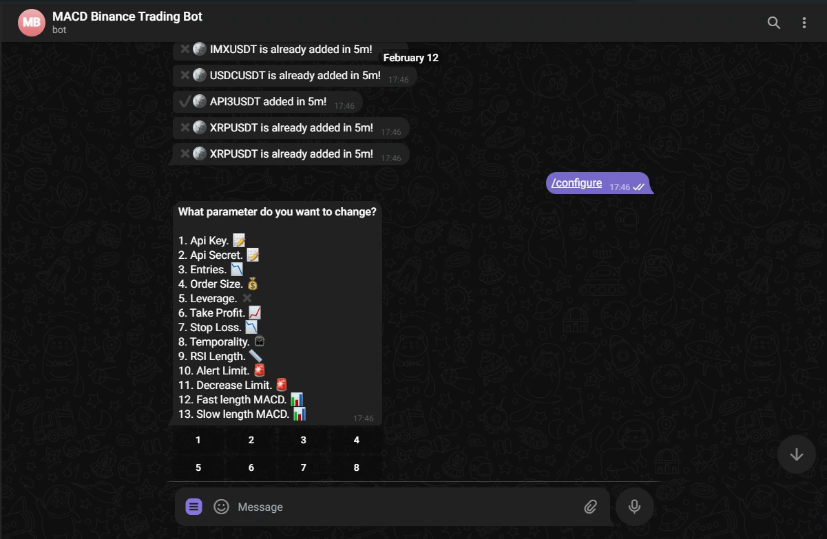 MACD Telegram Binance
